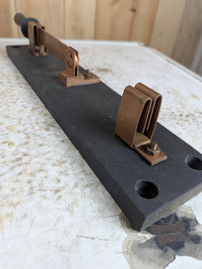 Antique Copper 2 Way Knife Switch Mounted on Slate - view 4