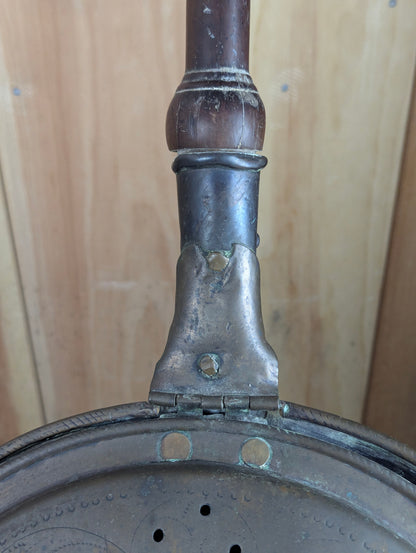 Antique Copper Bed Warmer Pan with Wood Handle - view 3