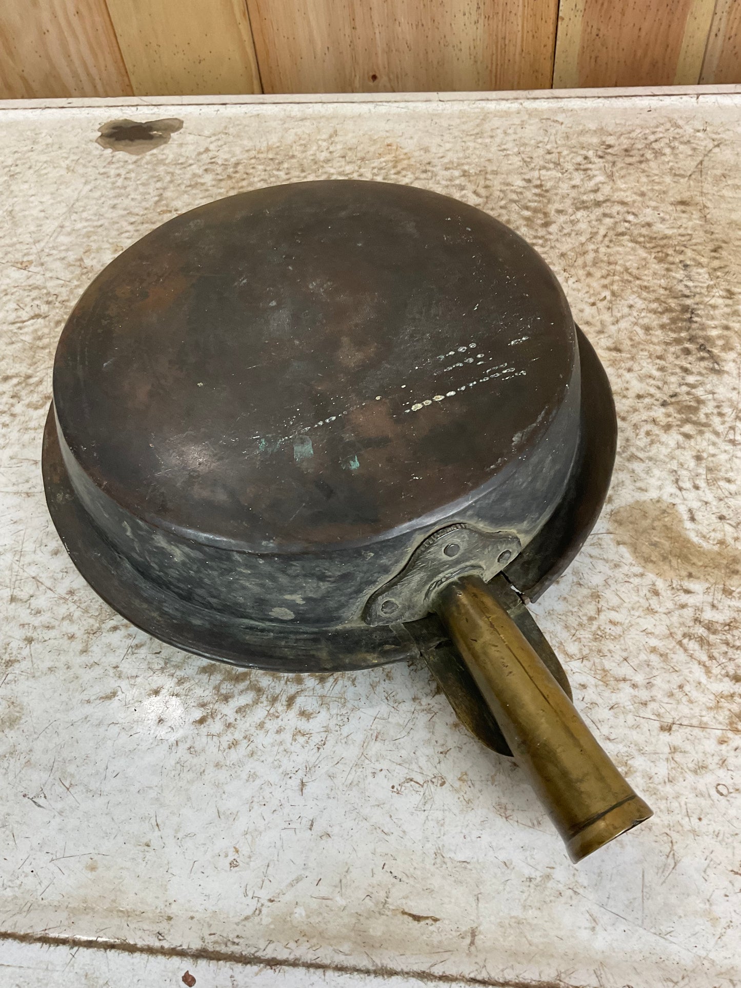 Antique Copper Bed Warming Pan (no wooden handle) - view 4