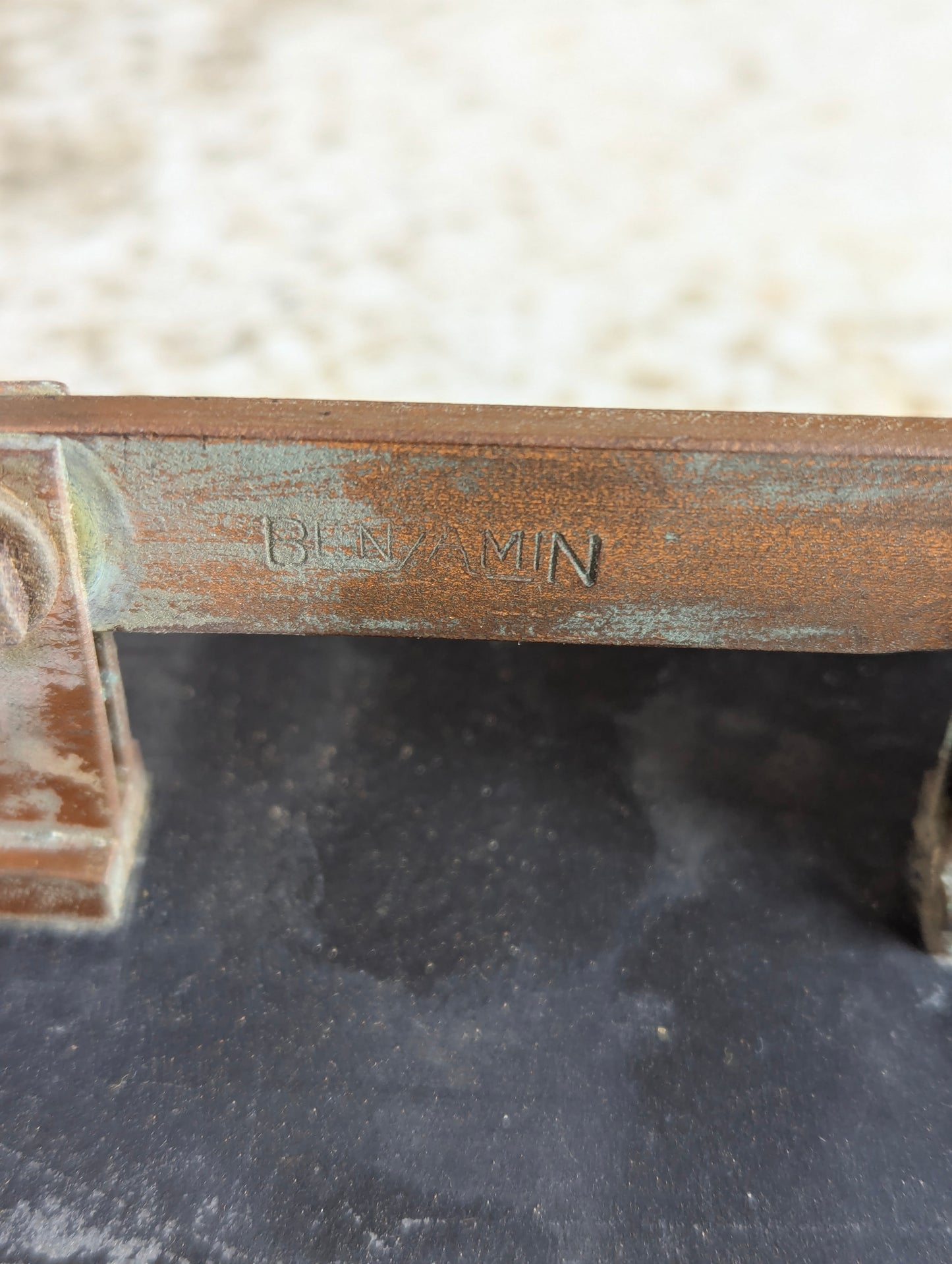 Antique Copper Knife Switch Mounted on Slate - view 3