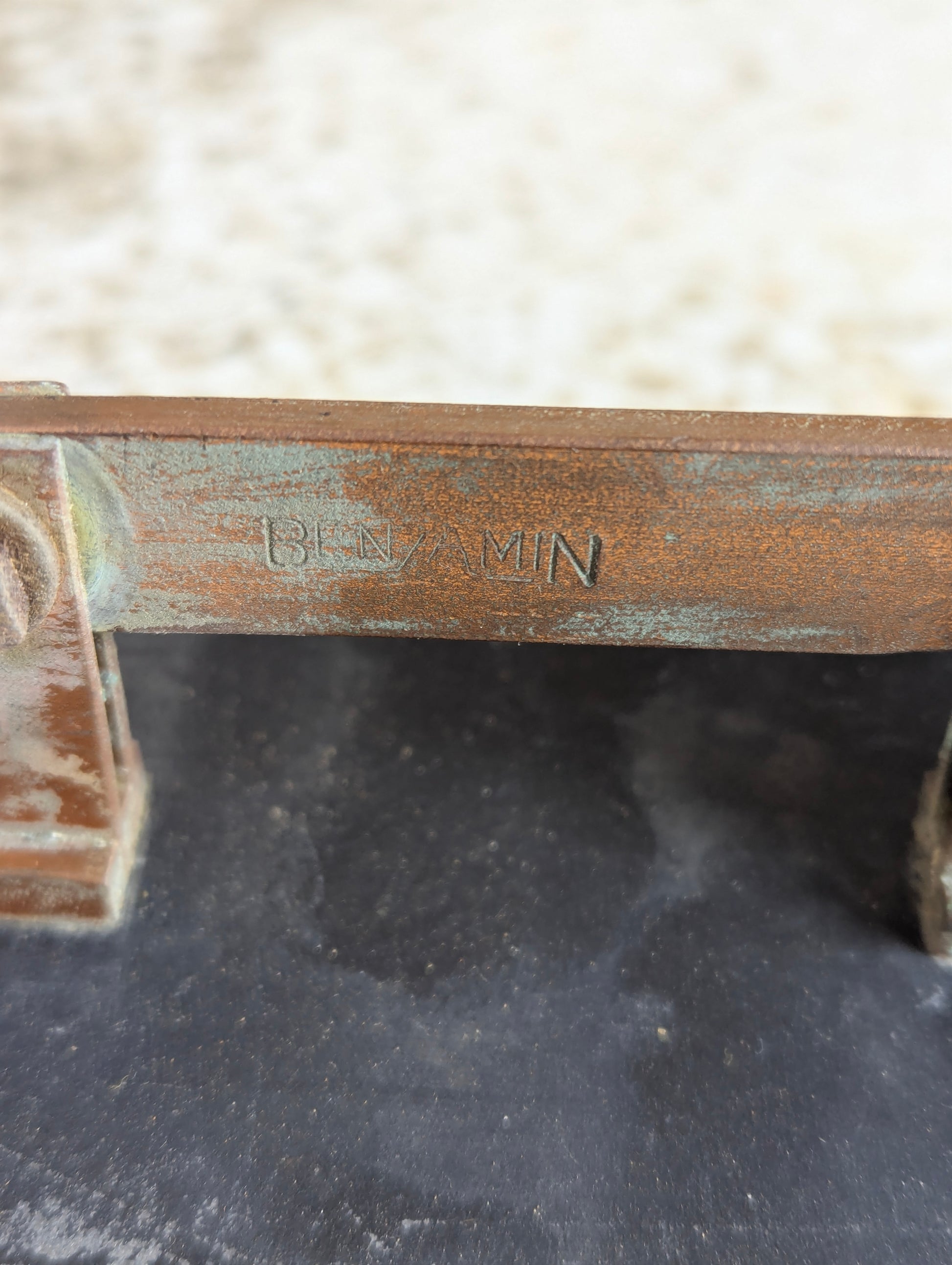 Antique Copper Knife Switch Mounted on Slate - view 3