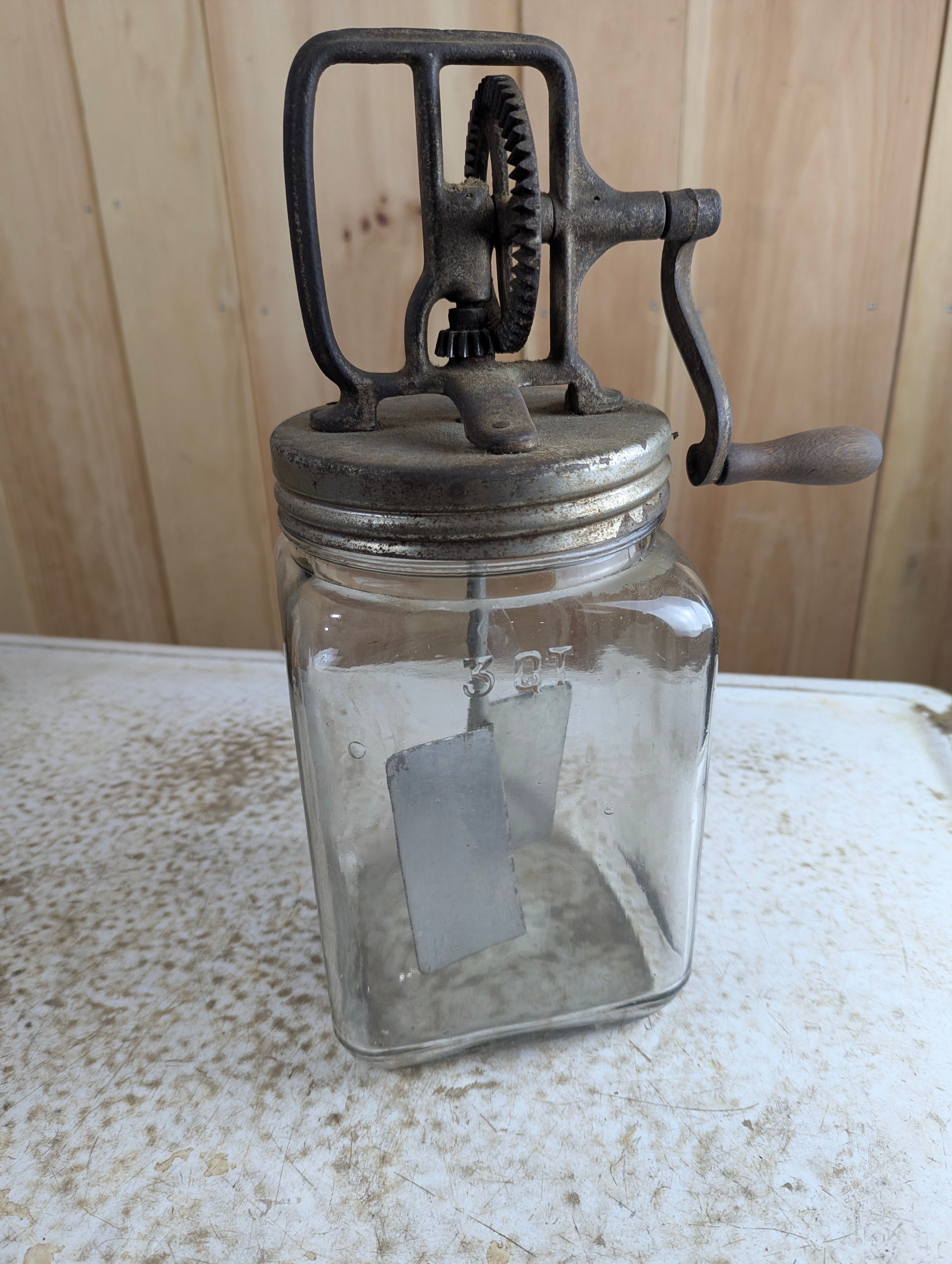 Antique Dazey 3 Quart Glass Butter Churn