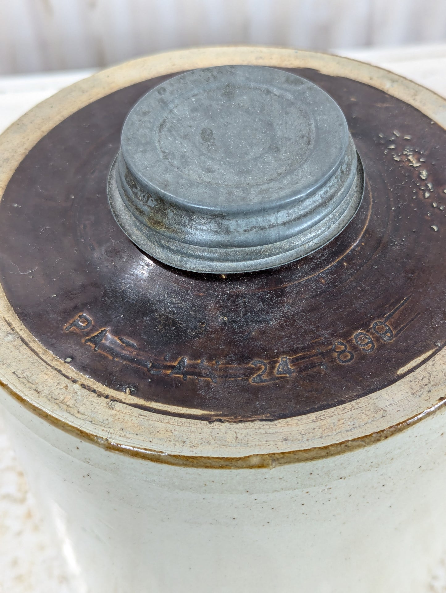 Antique Fruit Canning Crock with Lid - view 2