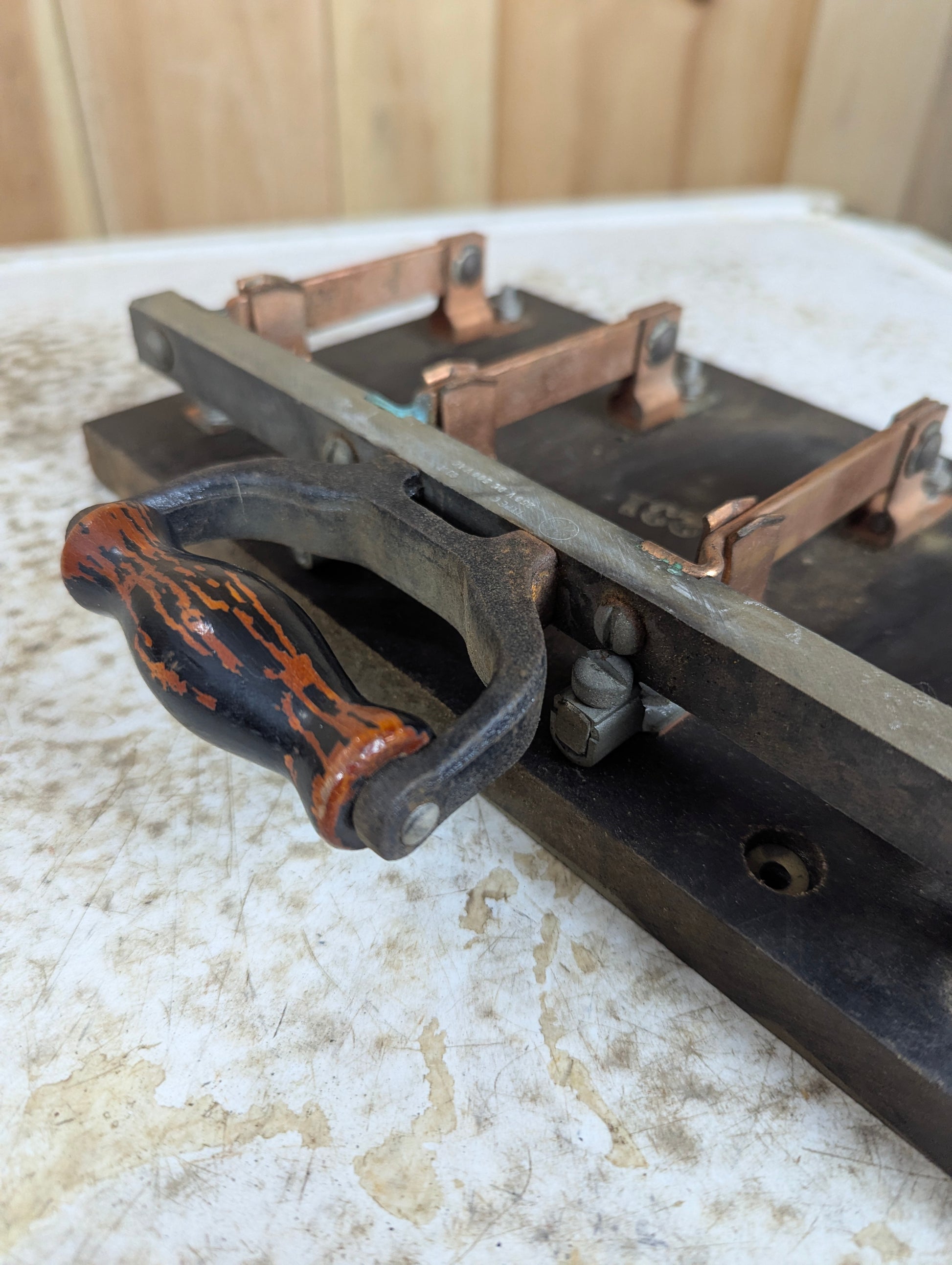 Antique General Electric Copper Knife Switch 4 Pole Single Throw Mounted on Slate - view 3