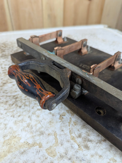 Antique General Electric Copper Knife Switch 4 Pole Single Throw Mounted on Slate - view 3
