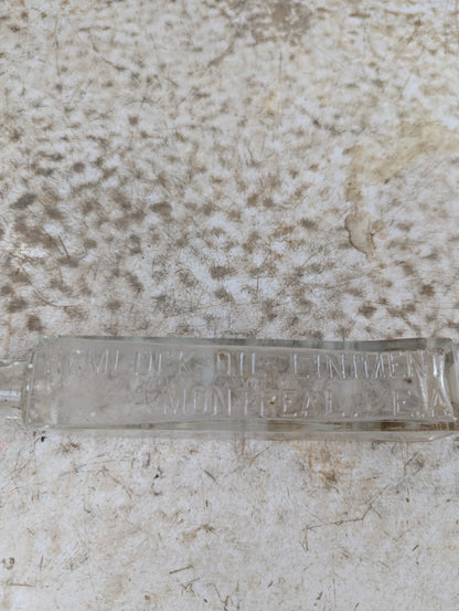 Antique Hemlock Oil Liniment Montreal Glass Bottle - view 2