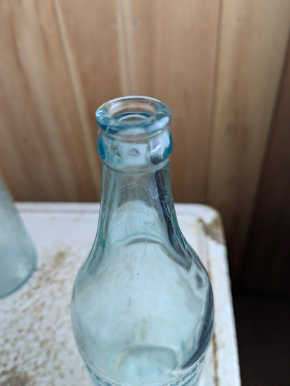 Antique J.D. Brown Gravenhurst Embossed Aqua Blue Glass Quart Spring Water Soda Bottle - view 3
