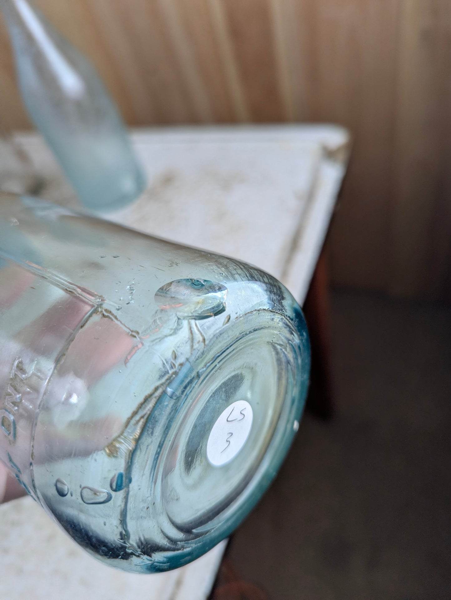 Antique J.D. Brown Gravenhurst Embossed Aqua Blue Glass Quart Spring Water Soda Bottle - view 4