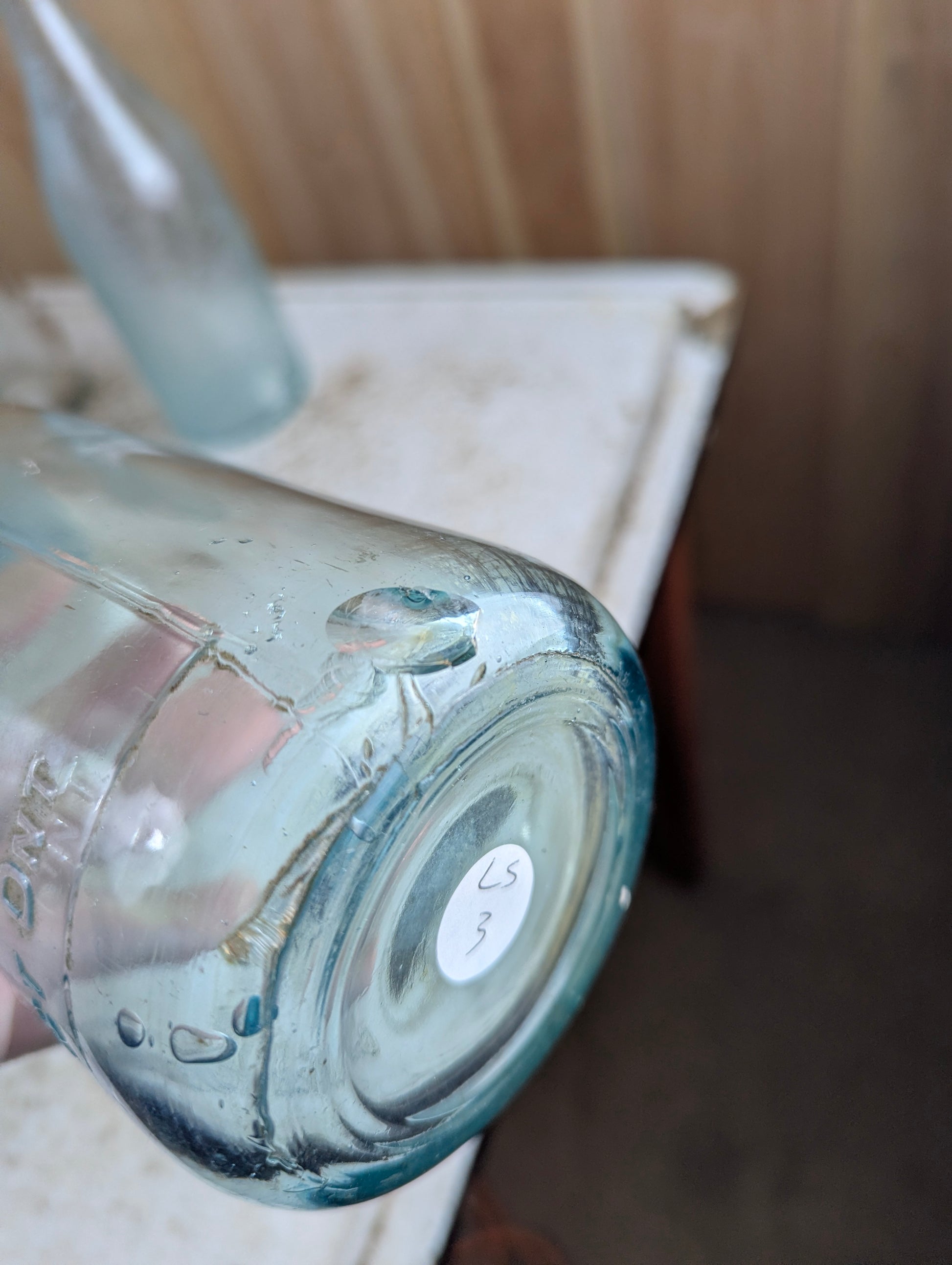 Antique J.D. Brown Gravenhurst Embossed Aqua Blue Glass Quart Spring Water Soda Bottle - view 4