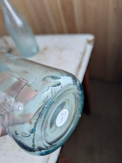 Antique J.D. Brown Gravenhurst Embossed Aqua Blue Glass Quart Spring Water Soda Bottle - view 4