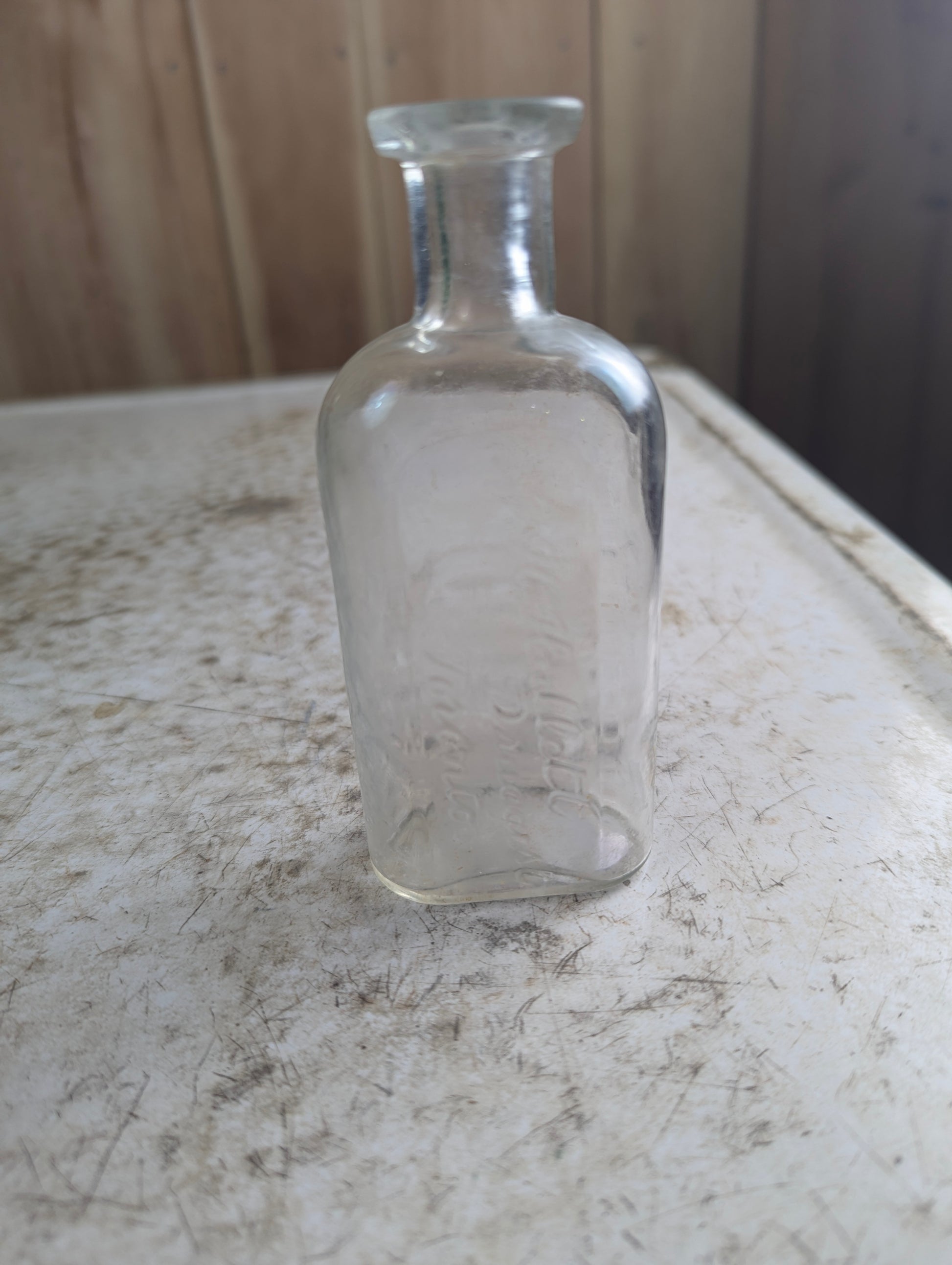 Antique J.H. Hallet Druggist Toronto Clear Manganese Glass Apothecary Medicine Bottle