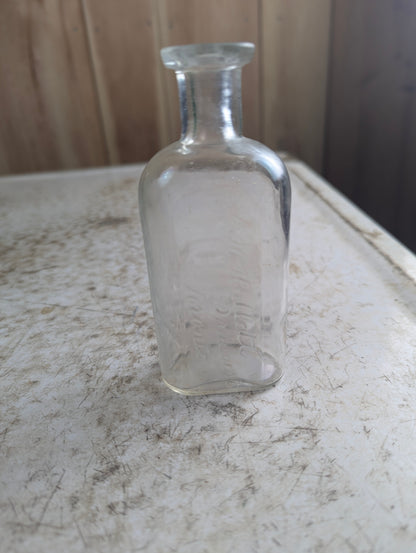 Antique J.H. Hallet Druggist Toronto Clear Manganese Glass Apothecary Medicine Bottle