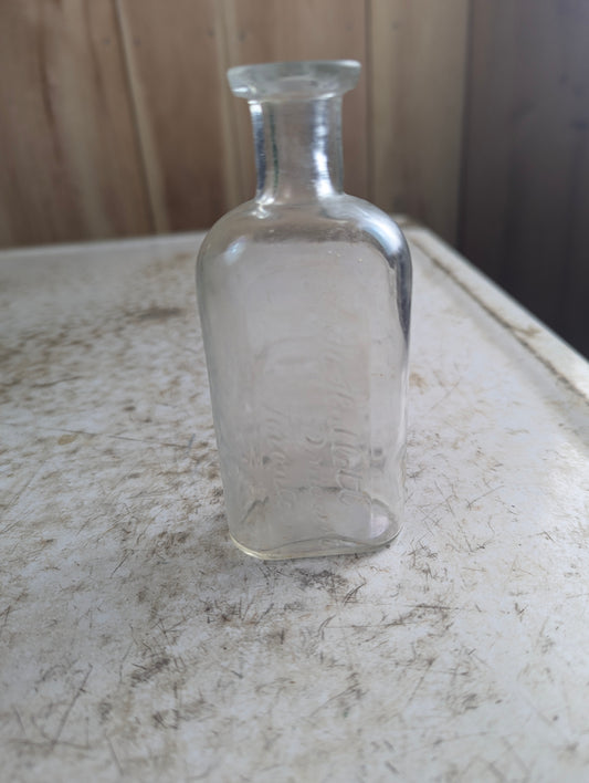 Antique J.H. Hallet Druggist Toronto Clear Manganese Glass Apothecary Medicine Bottle