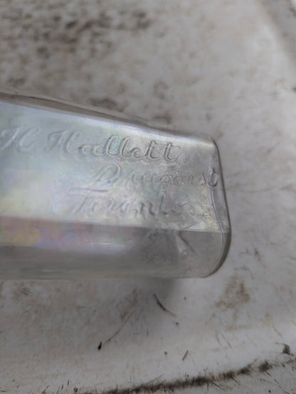Antique J.H. Hallet Druggist Toronto Clear Manganese Glass Apothecary Medicine Bottle - view 4