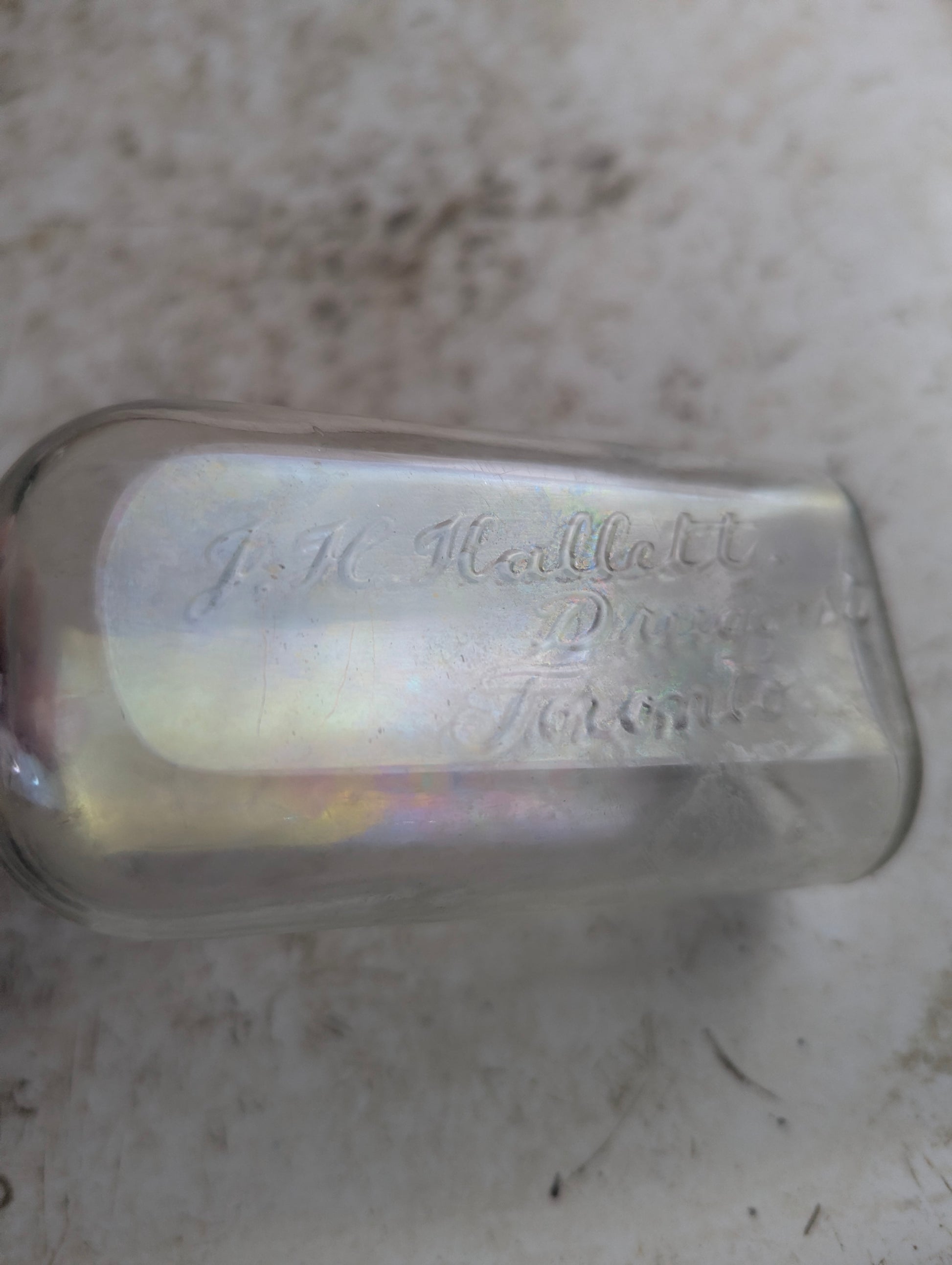 Antique J.H. Hallet Druggist Toronto Clear Manganese Glass Apothecary Medicine Bottle - view 5