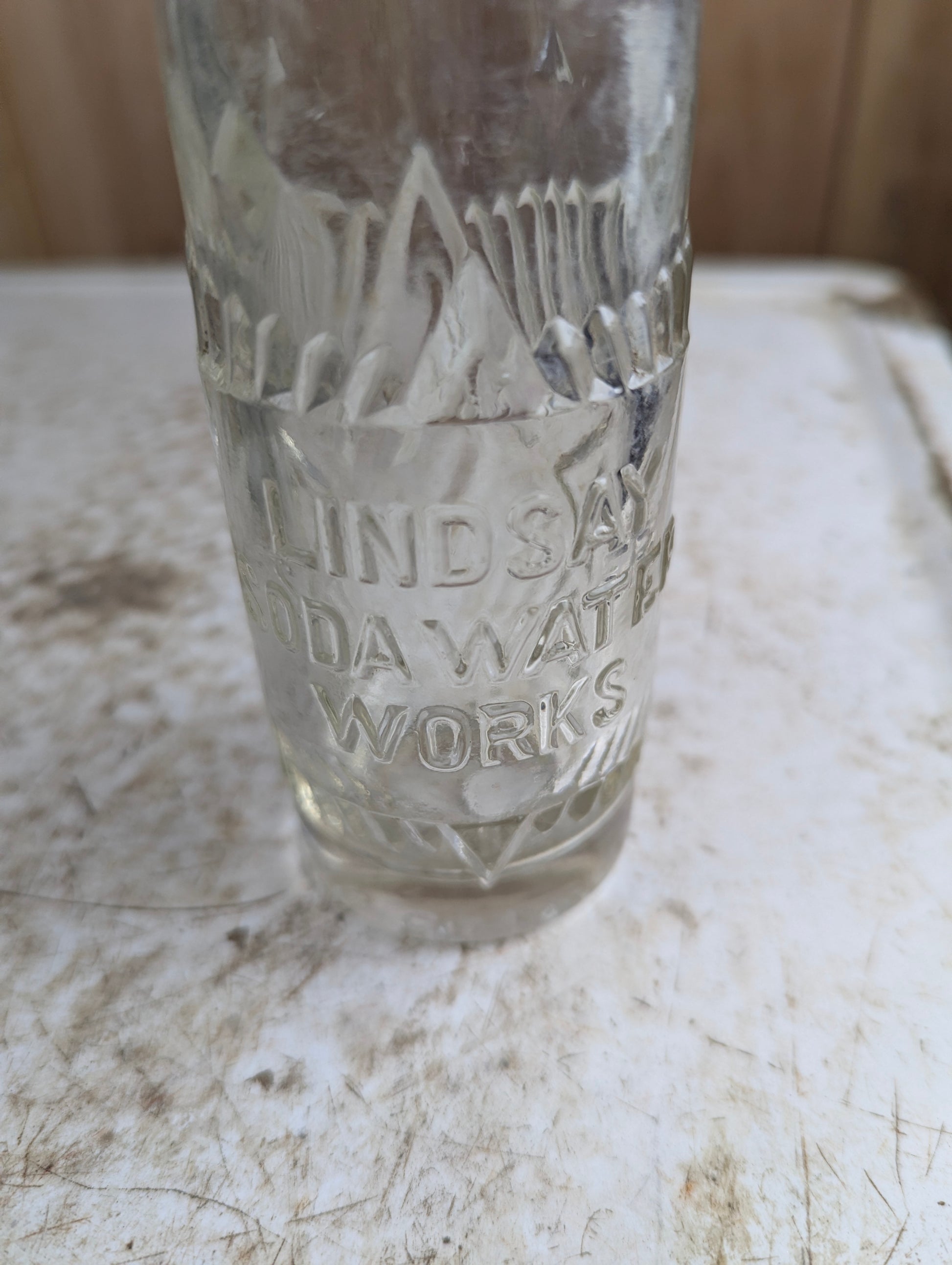 Antique Lindsay Soda Water Works 6.5oz Embossed Glass Bottle - view 2