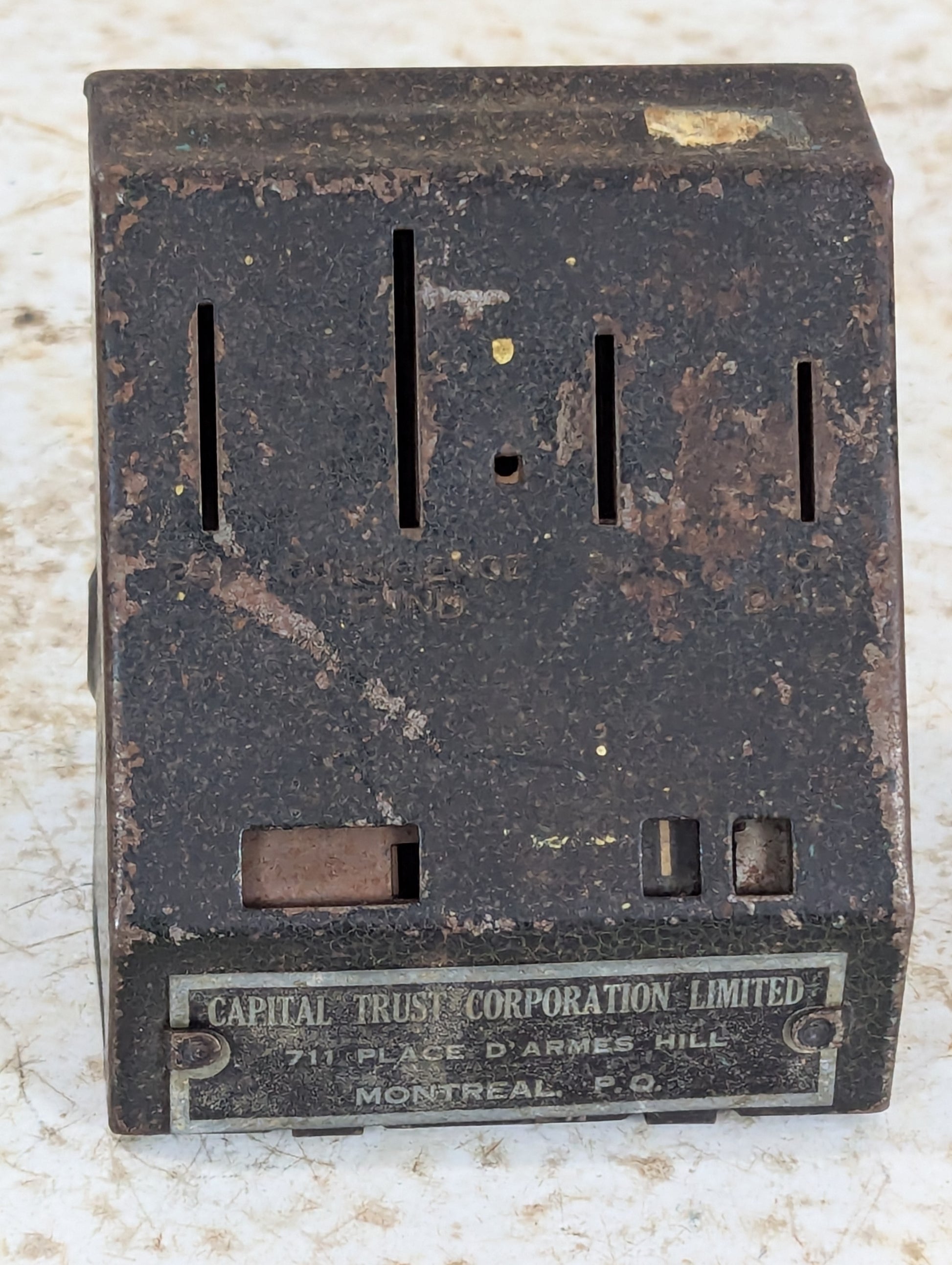 Antique Metal Calendar Bank