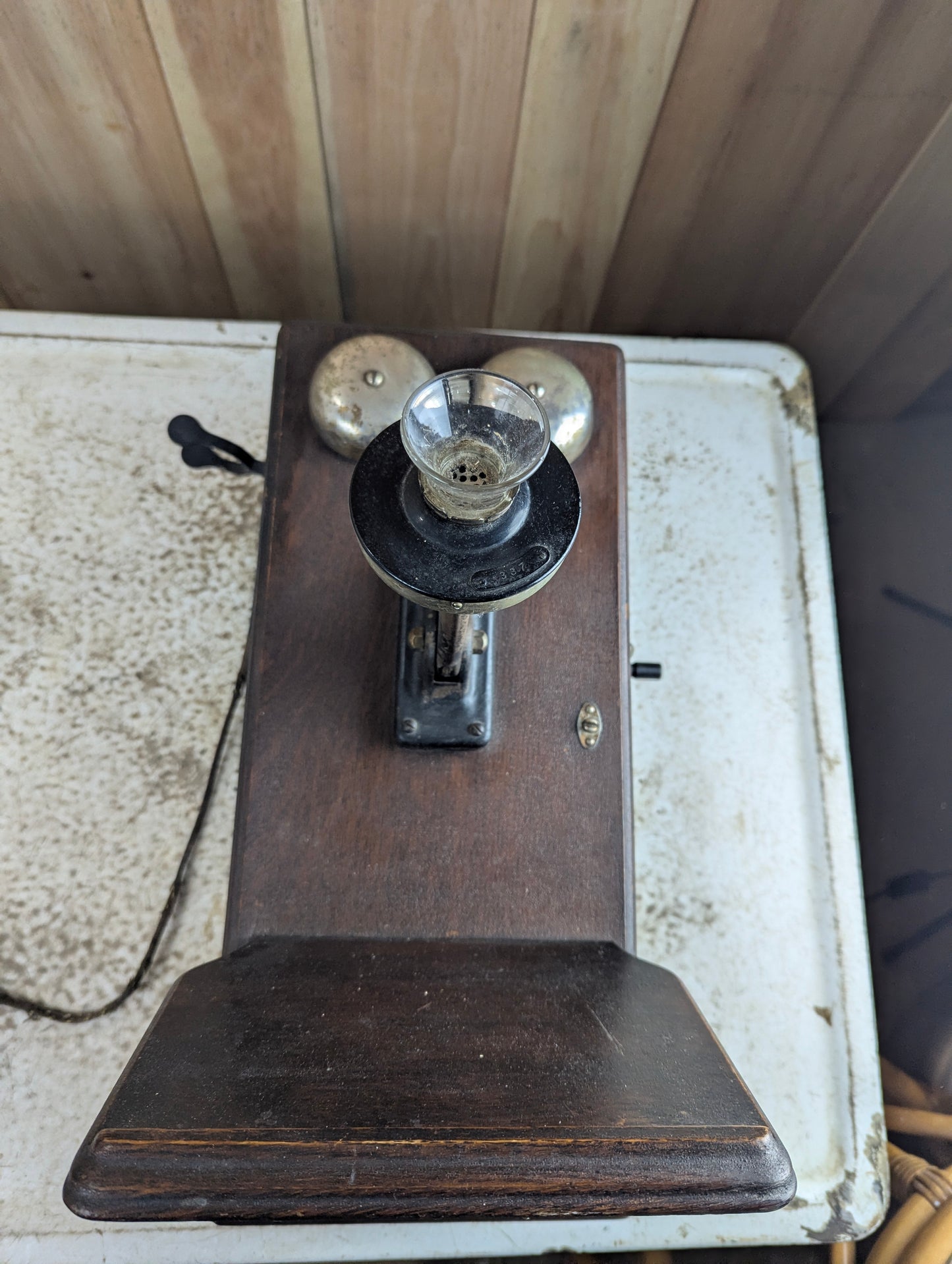 Antique Northern Electric Oak N317-G Long Box Telephone Set with Working Ringer