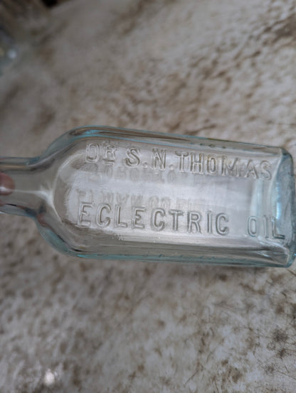 Antique Northrop and Lyman S.N. Thomas Eclectric Oil Aqua Glass Patent Medicine Bottle - view 3
