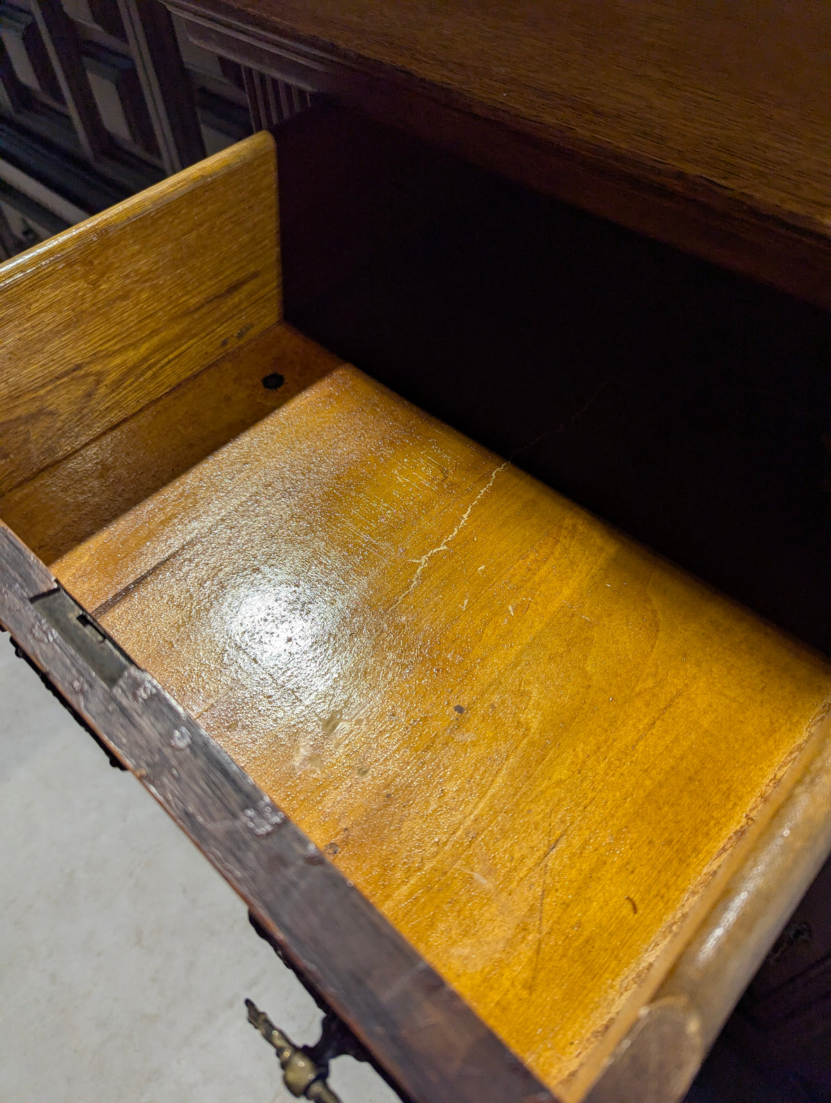 Antique Oak Buffet with Bevelled Mirror - view 8