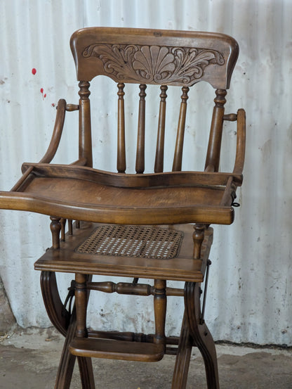 Antique Oak Combo Highchair and Stroller
