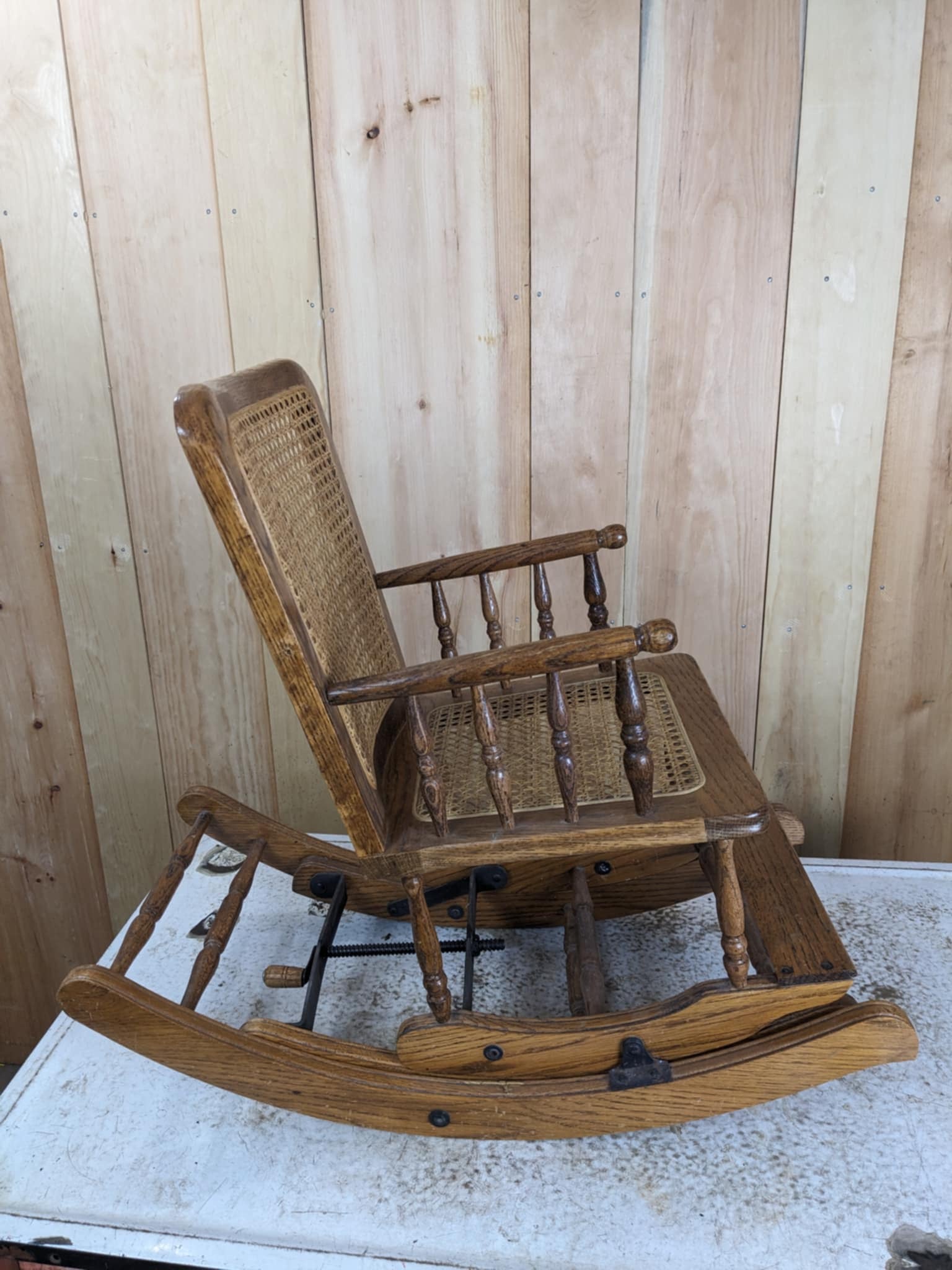 Antique Oak/Wicker Combo Highchair Rocker - view 5
