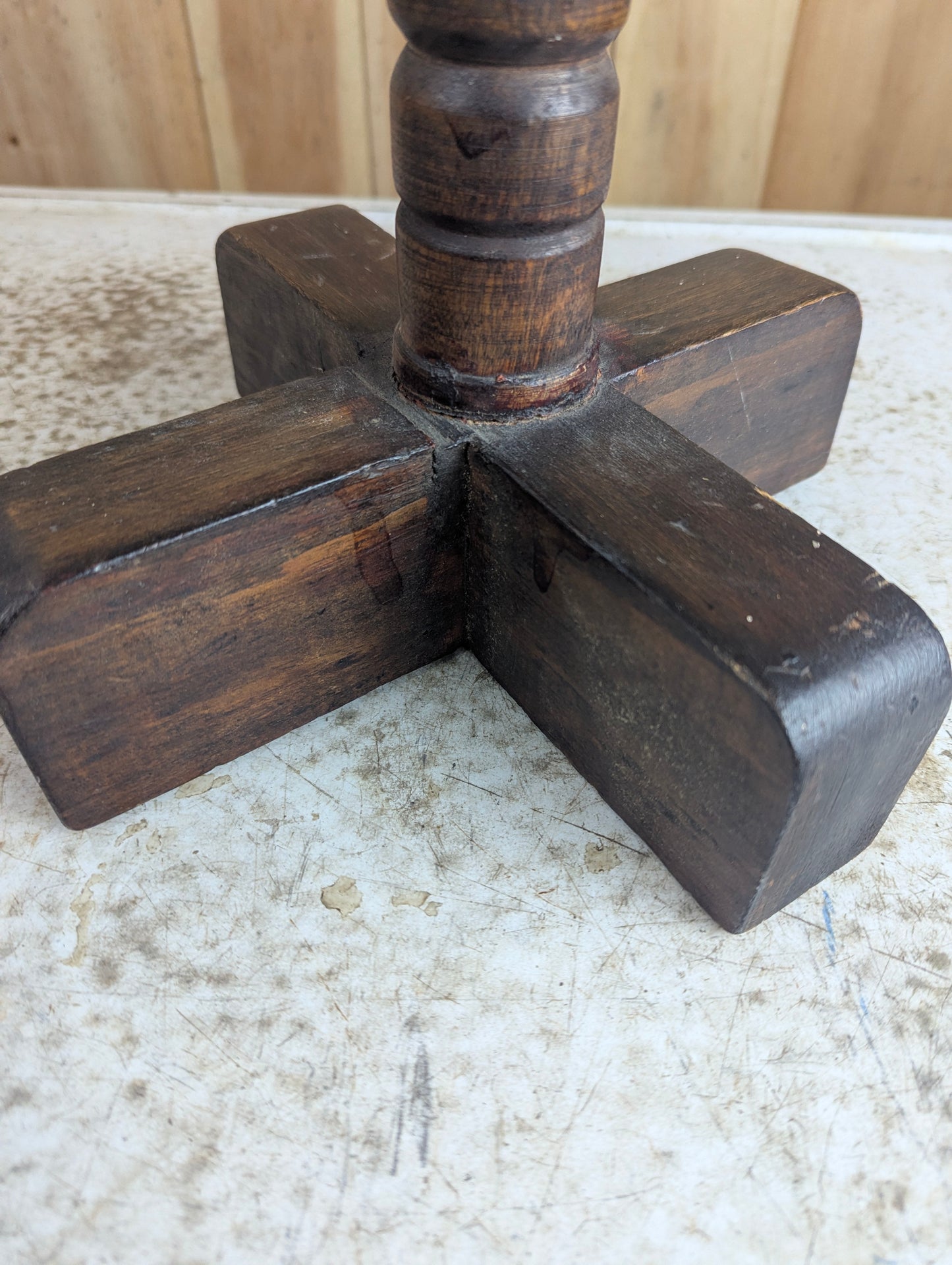 Antique Oak Wood Pedestal - view 3