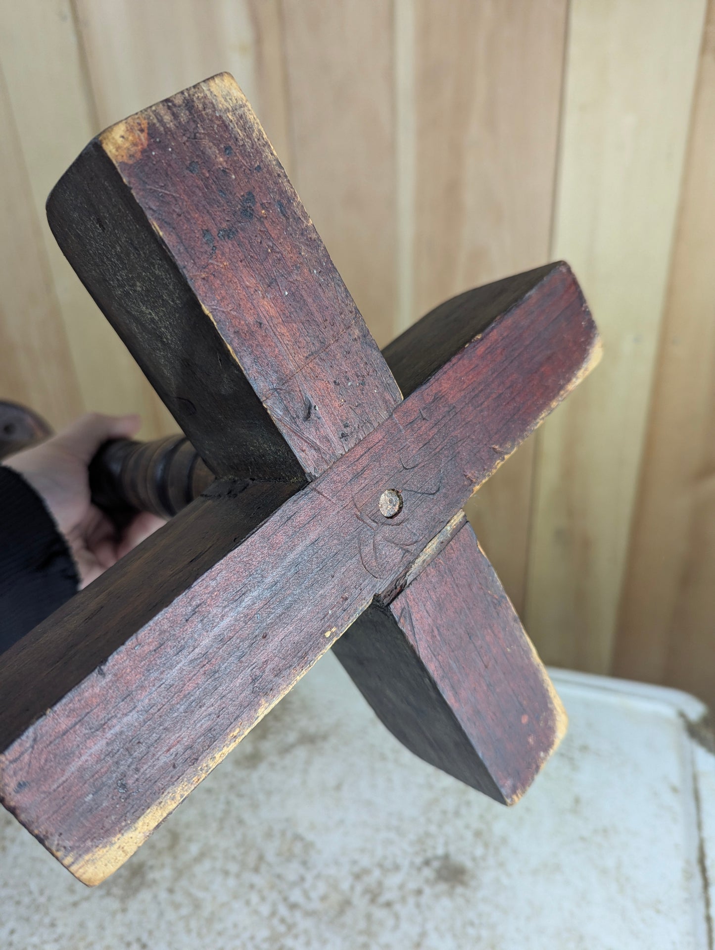 Antique Oak Wood Pedestal - view 4