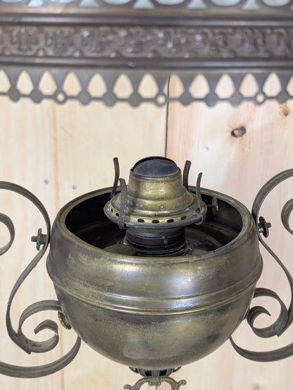 Antique Opaline Glass Hanging Oil Lamp - view 3