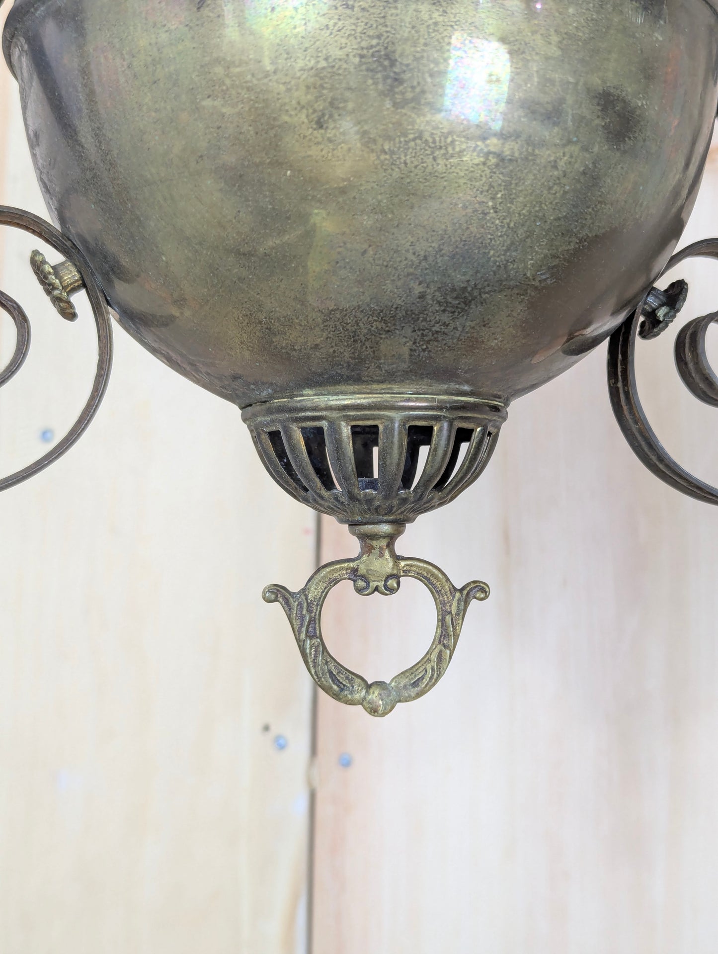 Antique Opaline Glass Hanging Oil Lamp - view 4