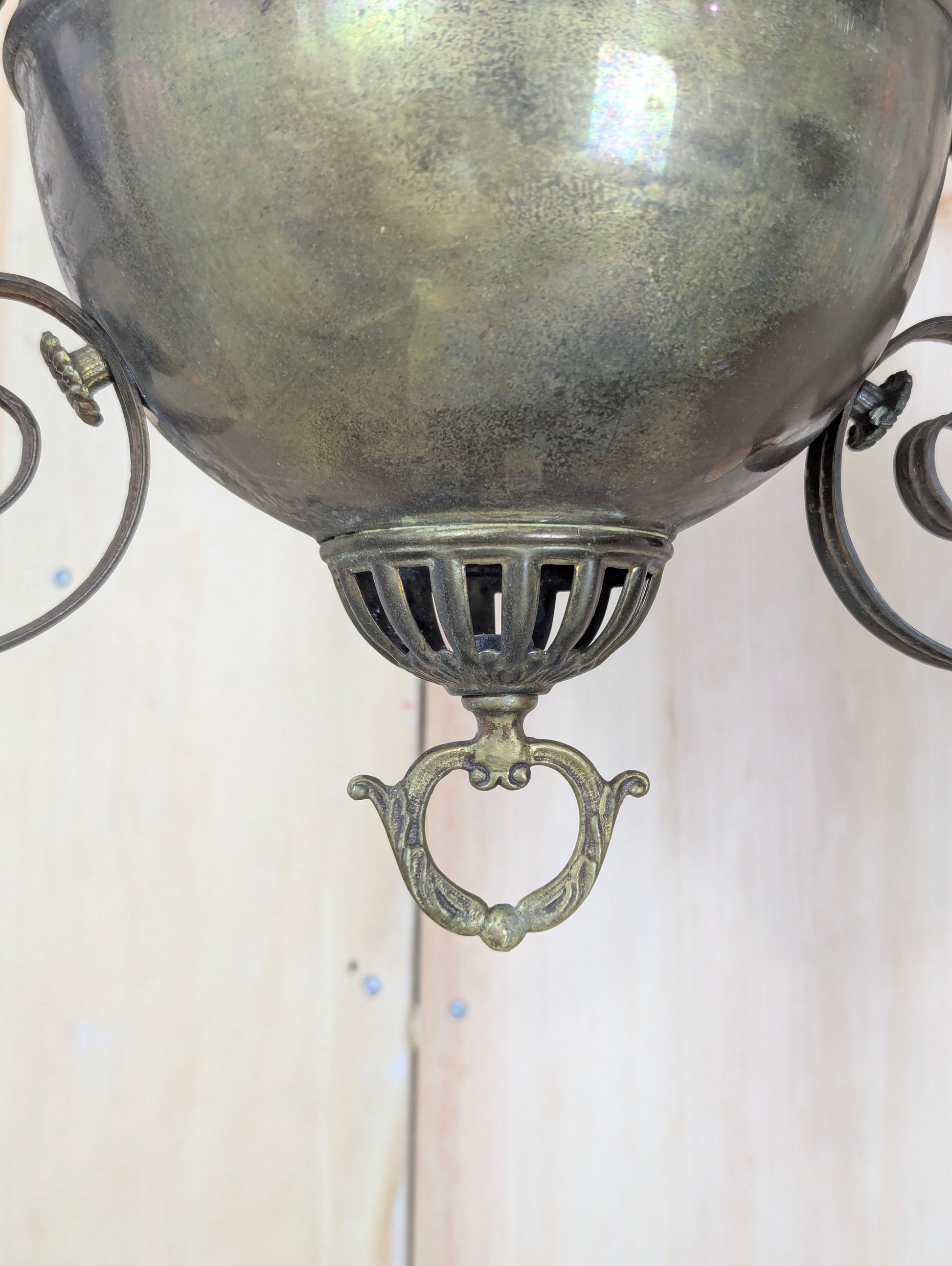 Antique Opaline Glass Hanging Oil Lamp - view 4