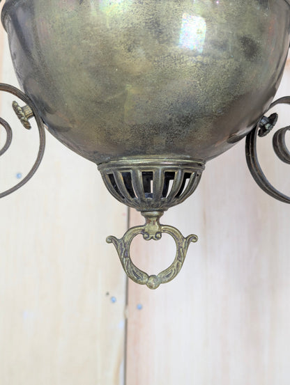 Antique Opaline Glass Hanging Oil Lamp - view 4