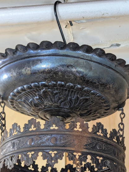 Antique Opaline Glass Hanging Oil Lamp - view 5