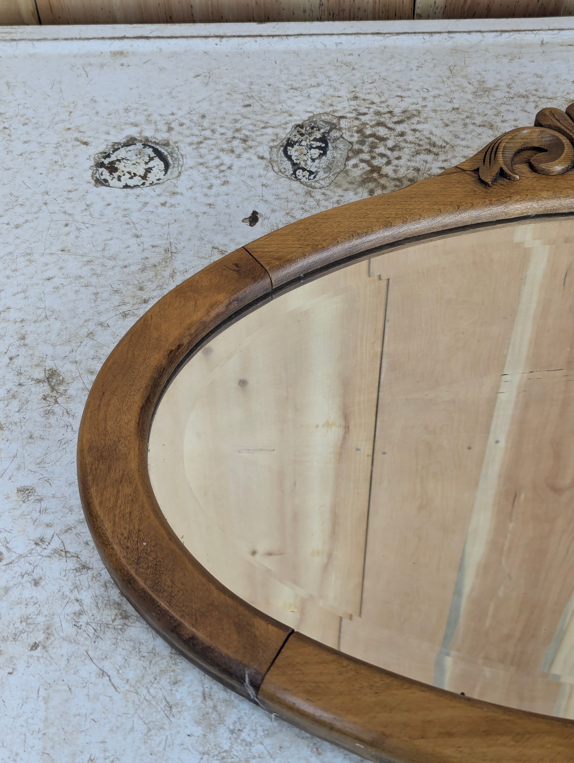 Antique Oval Framed Bevelled Mirror - view 4