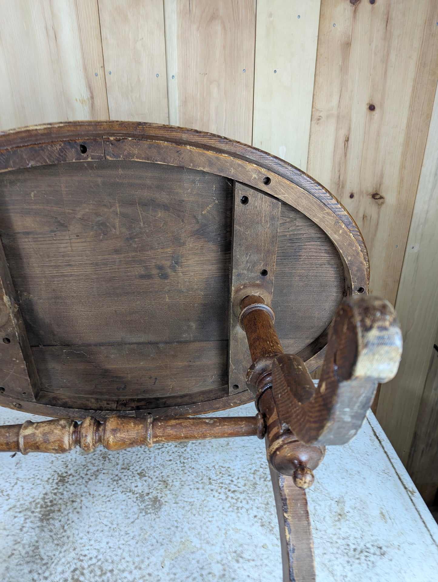 Antique Oval Oak Coffee Table - view 6