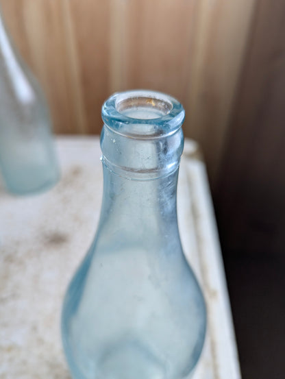 Antique P.J. Grady Soda Water Peterboro Embossed Aqua Glass Quart Bottle - view 4