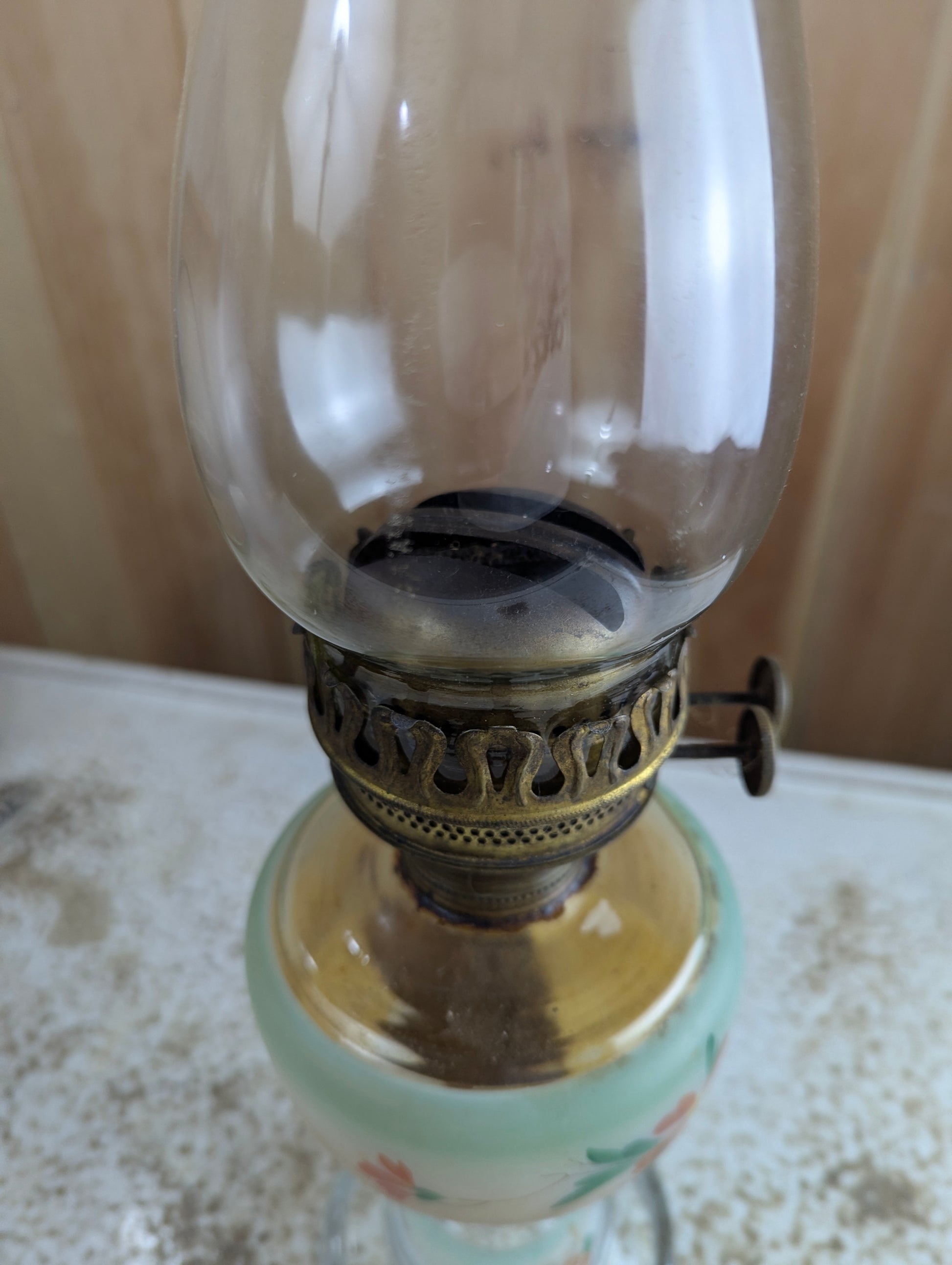 Antique Painted Double Wick Oil Lamp - view 2