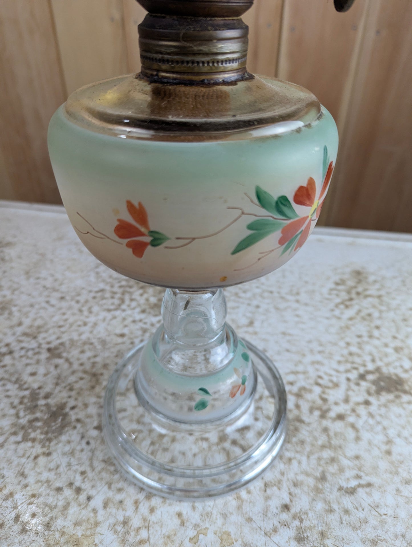 Antique Painted Double Wick Oil Lamp - view 3