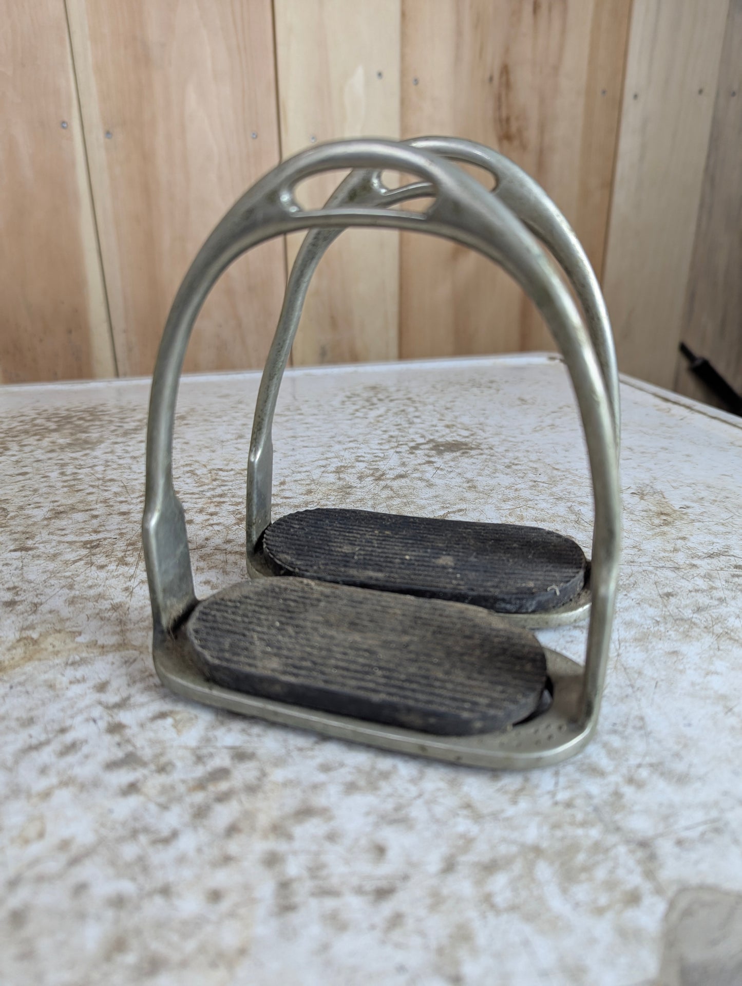 Antique Pair of Silver Horse Stirrups with Grips - view 2