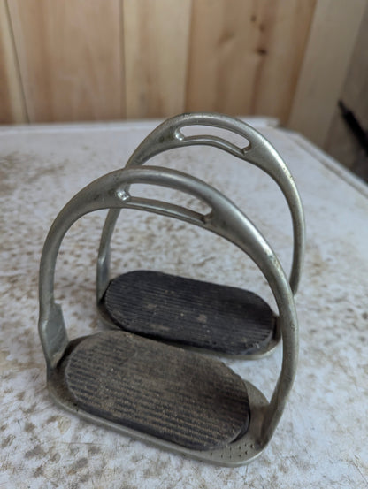 Antique Pair of Silver Horse Stirrups with Grips - view 3