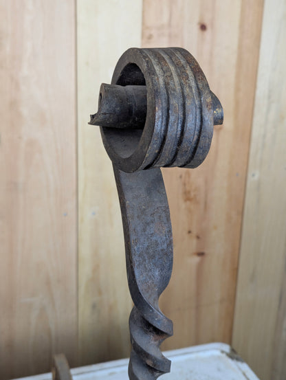 Antique Pair of Wrought Iron Andirons - view 2