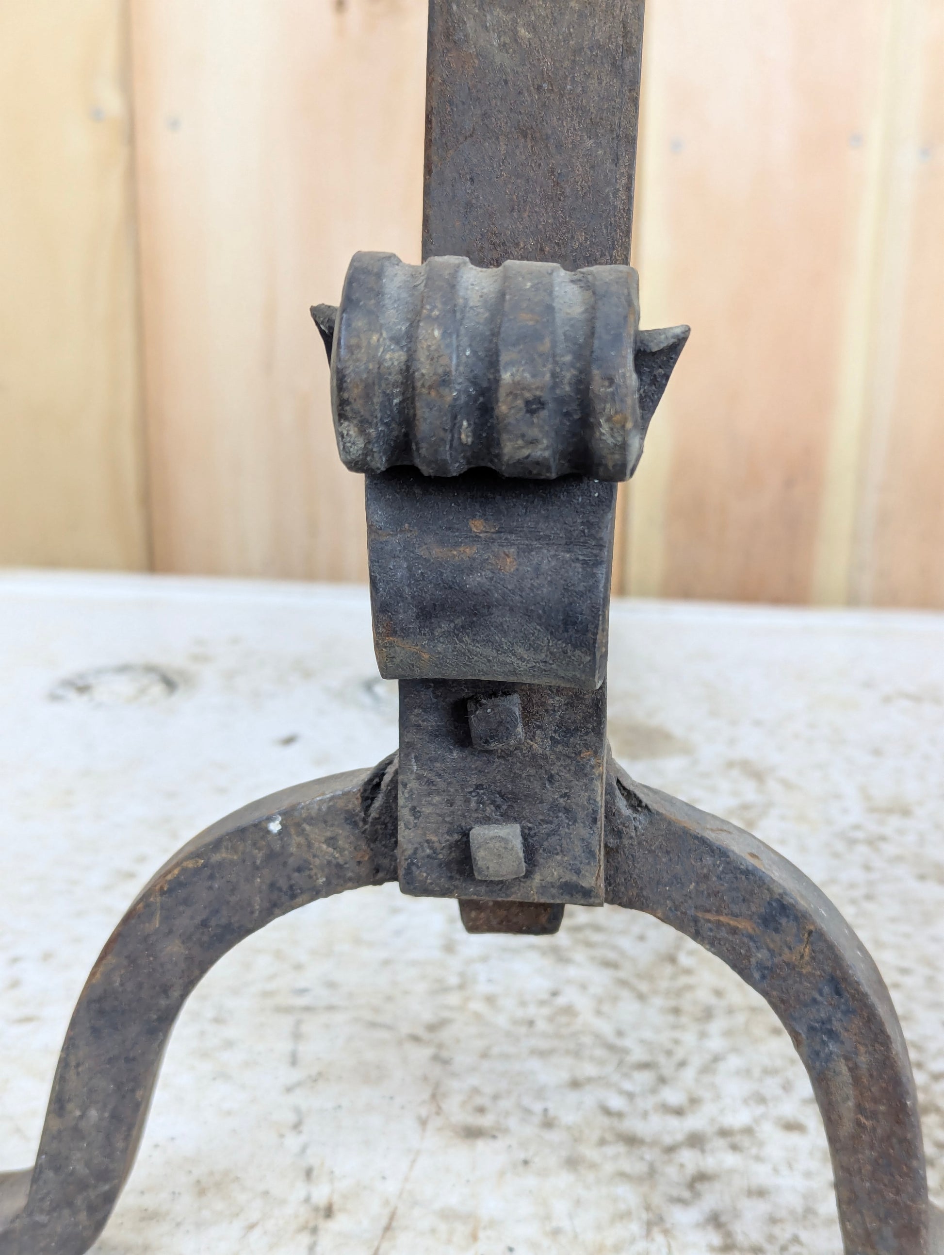 Antique Pair of Wrought Iron Andirons - view 6