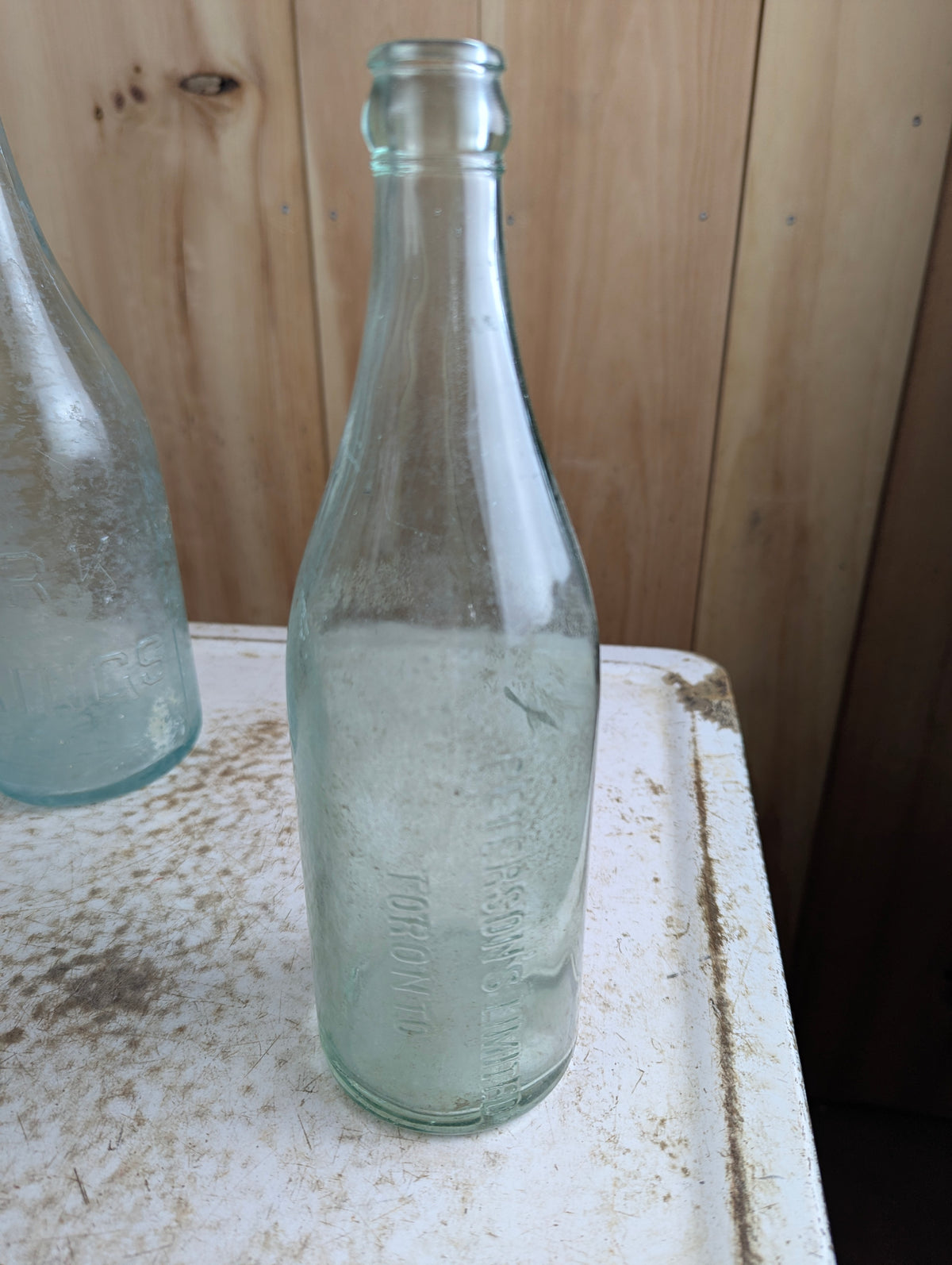 Antique Peterson's Limited Toronto Embossed Aqua Glass Soda Bottle