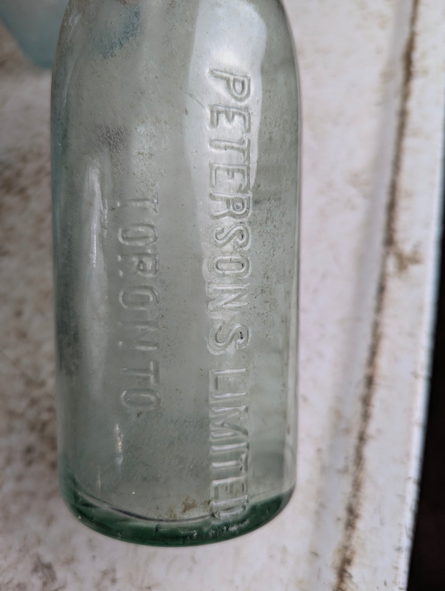 Antique Peterson's Limited Toronto Embossed Aqua Glass Soda Bottle - view 2