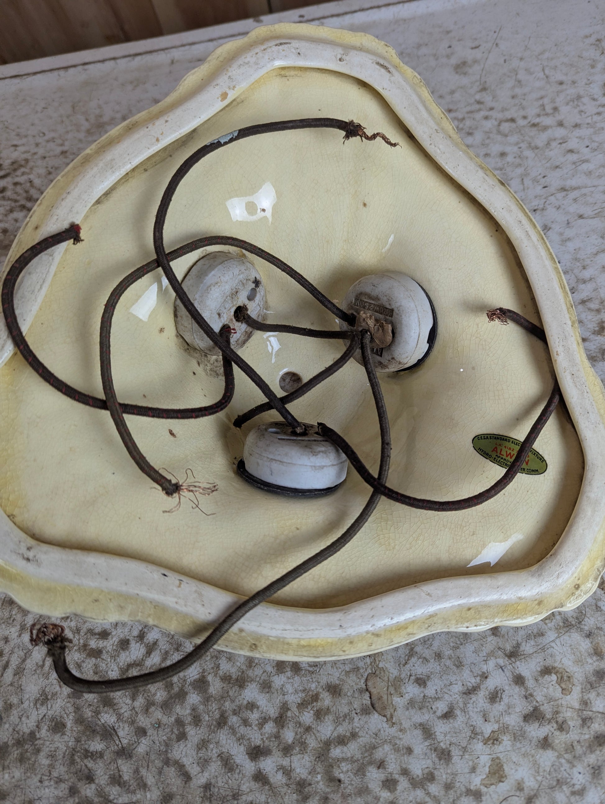 Antique Porcelain Ceramic Triangular Shaped  Ceiling Light Fixture - view 3