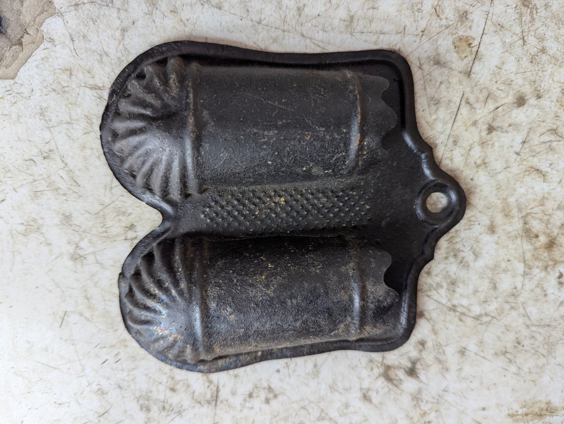Antique Pressed Tin Matchstick Holder