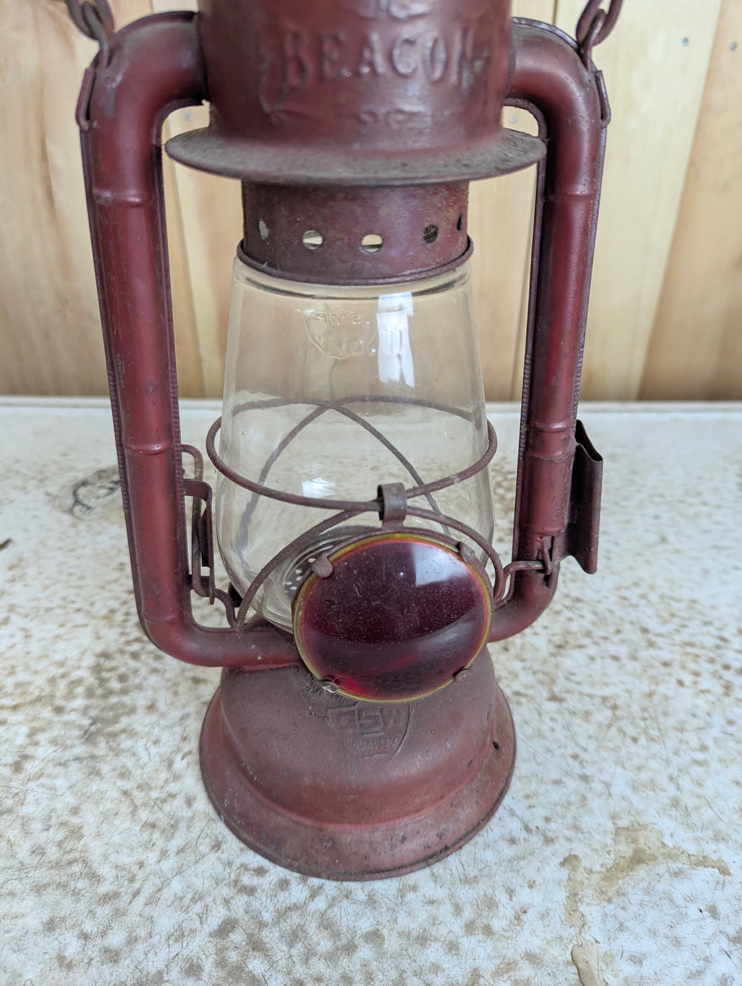 Antique Red GSW Beacon Carriage Lantern with Red Rear Lens - view 2