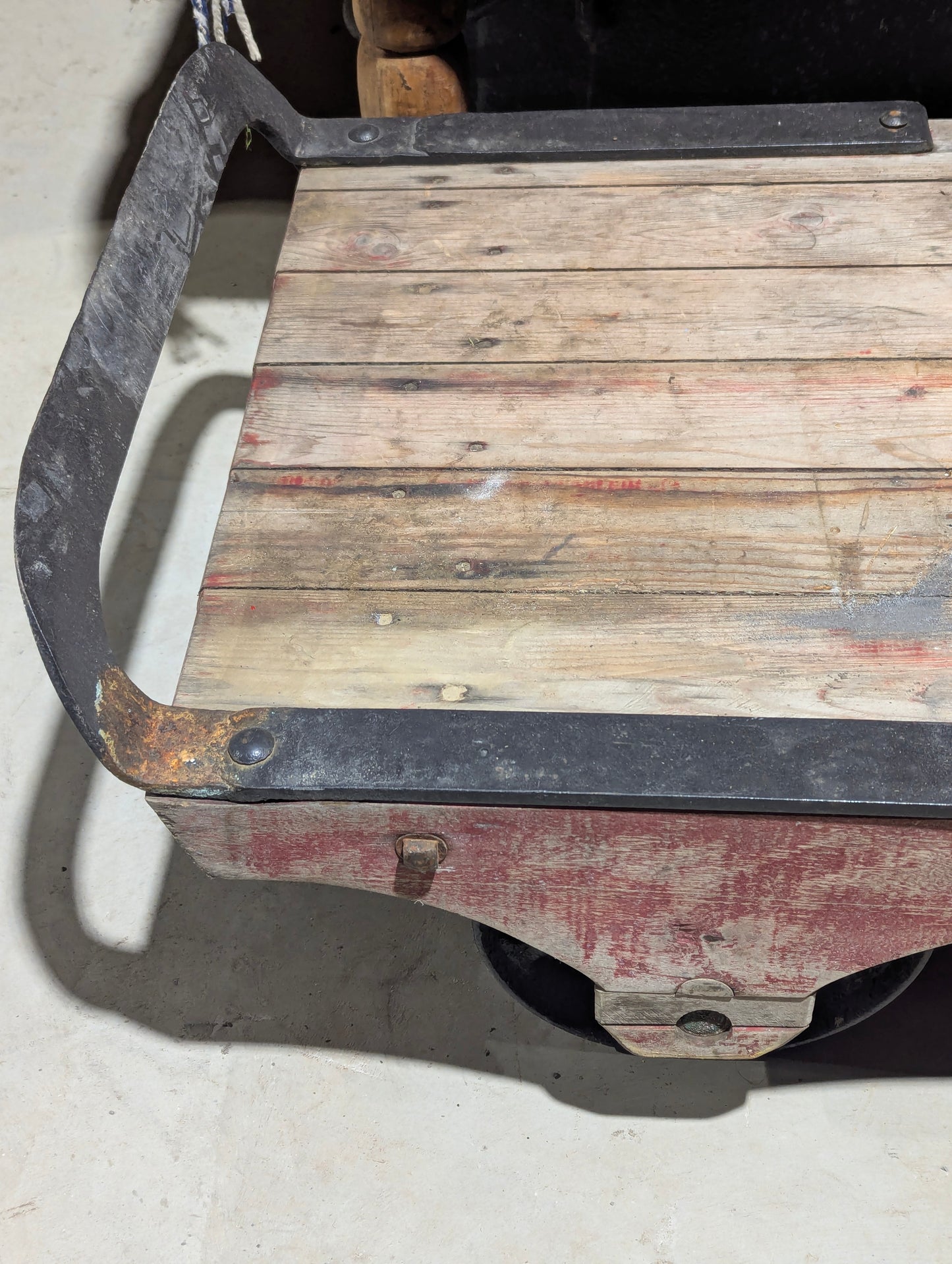 Antique Rustic Industrial Factory Railway Cart - view 2