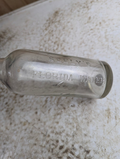 Antique Seely's Florida Water Clear Manganese Glass Citrus Cologne Bottle - view 4