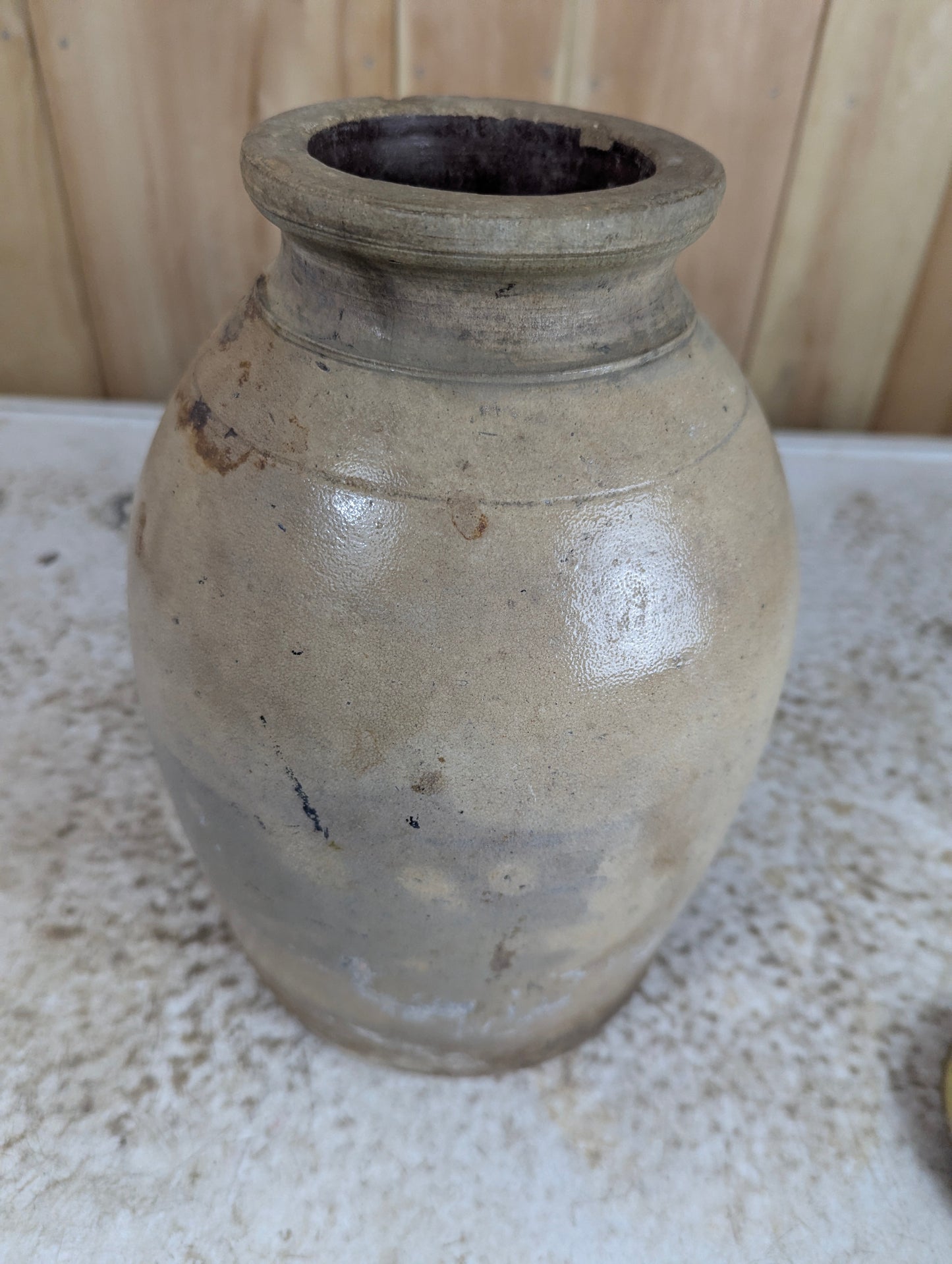Antique Stoneware Crock With Lid - view 3